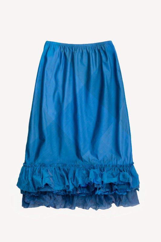 Front view of glaukos ruffle skirt on white background, with no model shown.