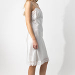 Alternate side closeup of tint susan slip on model, against a white background.