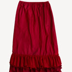 Front view of lipstick ruffle skirt on white background, with no model shown.
