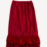 Front view of lipstick ruffle skirt on white background, with no model shown.