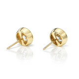 18K Yellow Gold Double Bezel Set Round Brilliant Diamond Earrings