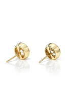 18K Yellow Gold Double Bezel Set Round Brilliant Diamond Earrings