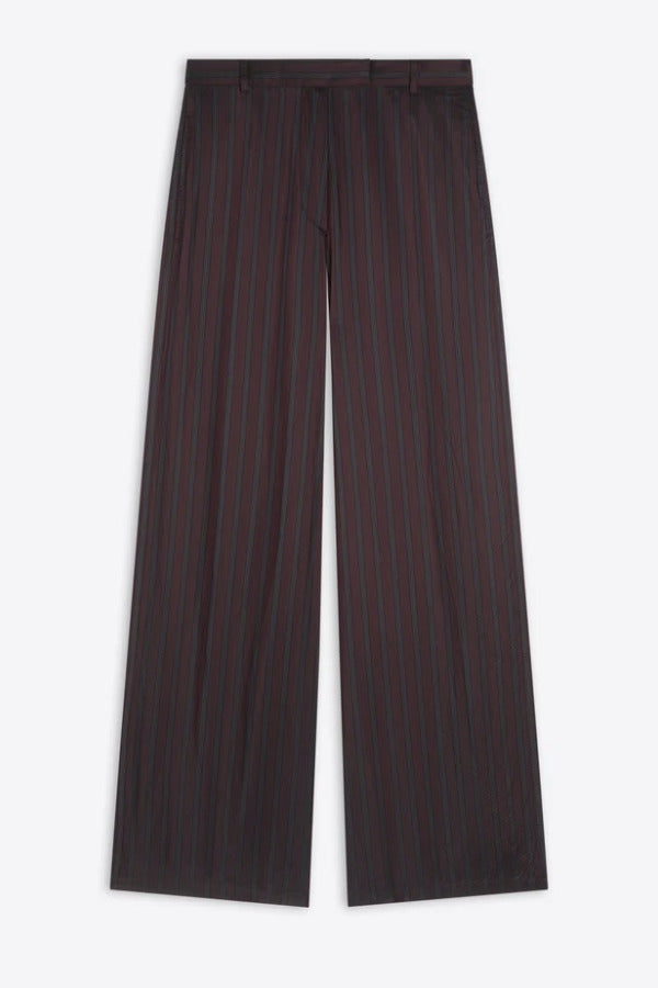 Front view of burgundy penn wide leg pant on white background, with no model shown.
