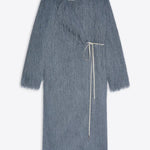 Front view of dark grey Rivla Fringed Coat on white background with no model shown.