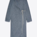 Front view of dark grey Rivla Fringed Coat on white background with no model shown.