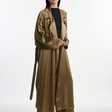 DUSAN Crepe Satin Double Front Trench