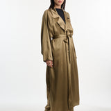 DUSAN Crepe Satin Double Front Trench