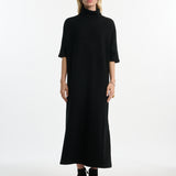 DUSAN Cashmere High Neck Short Sleeve Dress
