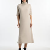 DUSAN Cashmere High Neck Short Sleeve Dress