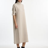 DUSAN Cashmere High Neck Short Sleeve Dress