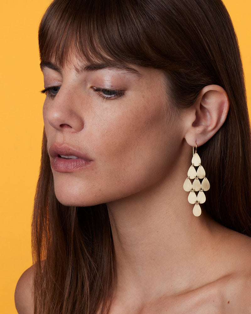 18K Yellow Gold 9 Drop Chandelier Earrings