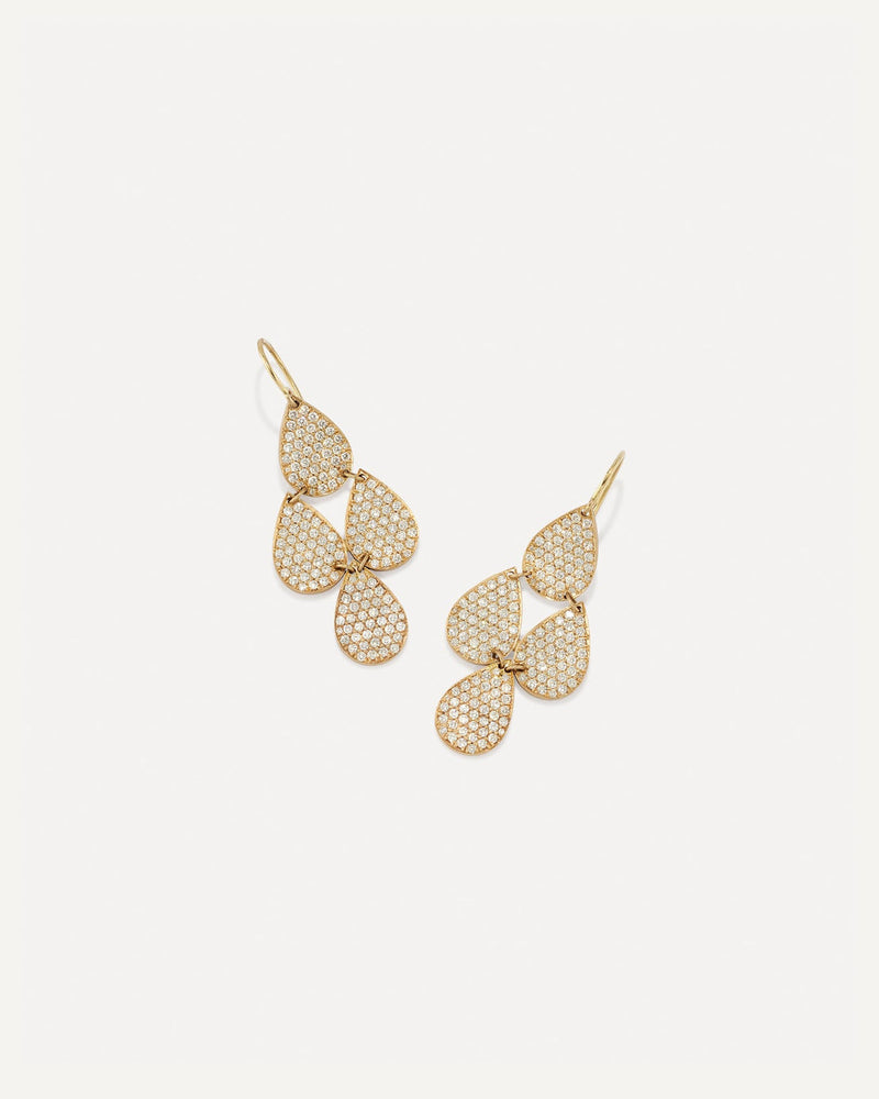 18K Yellow Gold Classic Four Drop Earrings with Diamonds