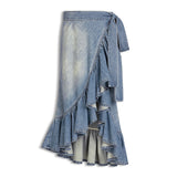 Denim Ruffle Skirt