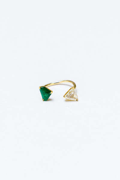 Coady-Cuhla-14K-Yellow-Gold-Floatie-Ring-with-Yellow-Natural-Diamond-and-Green-Emerald-Amarees