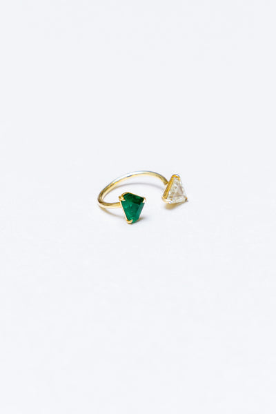 Coady-Cuhla-14K-Yellow-Gold-Floatie-Ring-with-Yellow-Natural-Diamond-and-Green-Emerald-Amarees