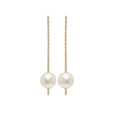 Nancy Newberg 14K Yellow Gold Pearl and Diamond Stick Earrings