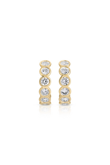 14K Yellow Gold Diamond Bezel Hoops