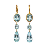 Marie-Hélène De Taillac 20K Yellow Gold Aquamarine and Beryl Elizabeth T Earrings