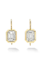 18K Yellow Gold Emerald Cut Bezel Set Earrings