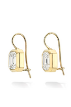 18K Yellow Gold Emerald Cut Bezel Set Earrings