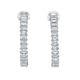 18K White Gold Emerald Cut Diamond Hoops (Large)
