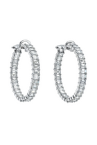 18K White Gold Emerald Cut Diamond Hoops (Large)