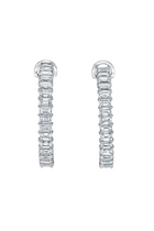 18K White Gold Large Emerald Cut Hoops