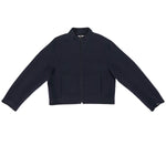 Front view of Navy Motor Double Face Jacket on white background, with no model shown.