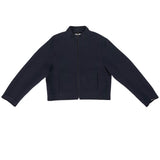 Front view of Navy Motor Double Face Jacket on white background, with no model shown.