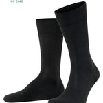 Left side pair view of black sensitive london socks on white background, with no model shown.