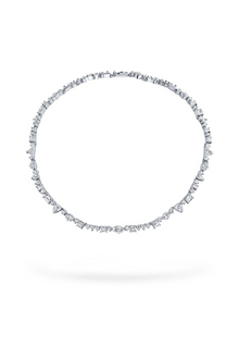 18K White Gold 15" Diamond Dream Multi Shape Wreath Choker Necklace