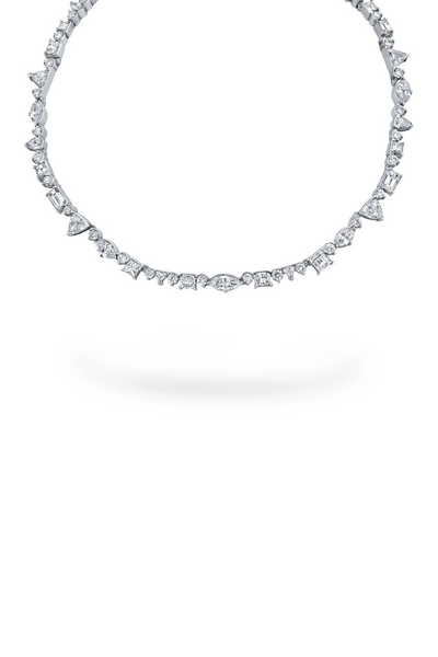 18K White Gold 15" Diamond Dream Multi Shape Wreath Choker Necklace