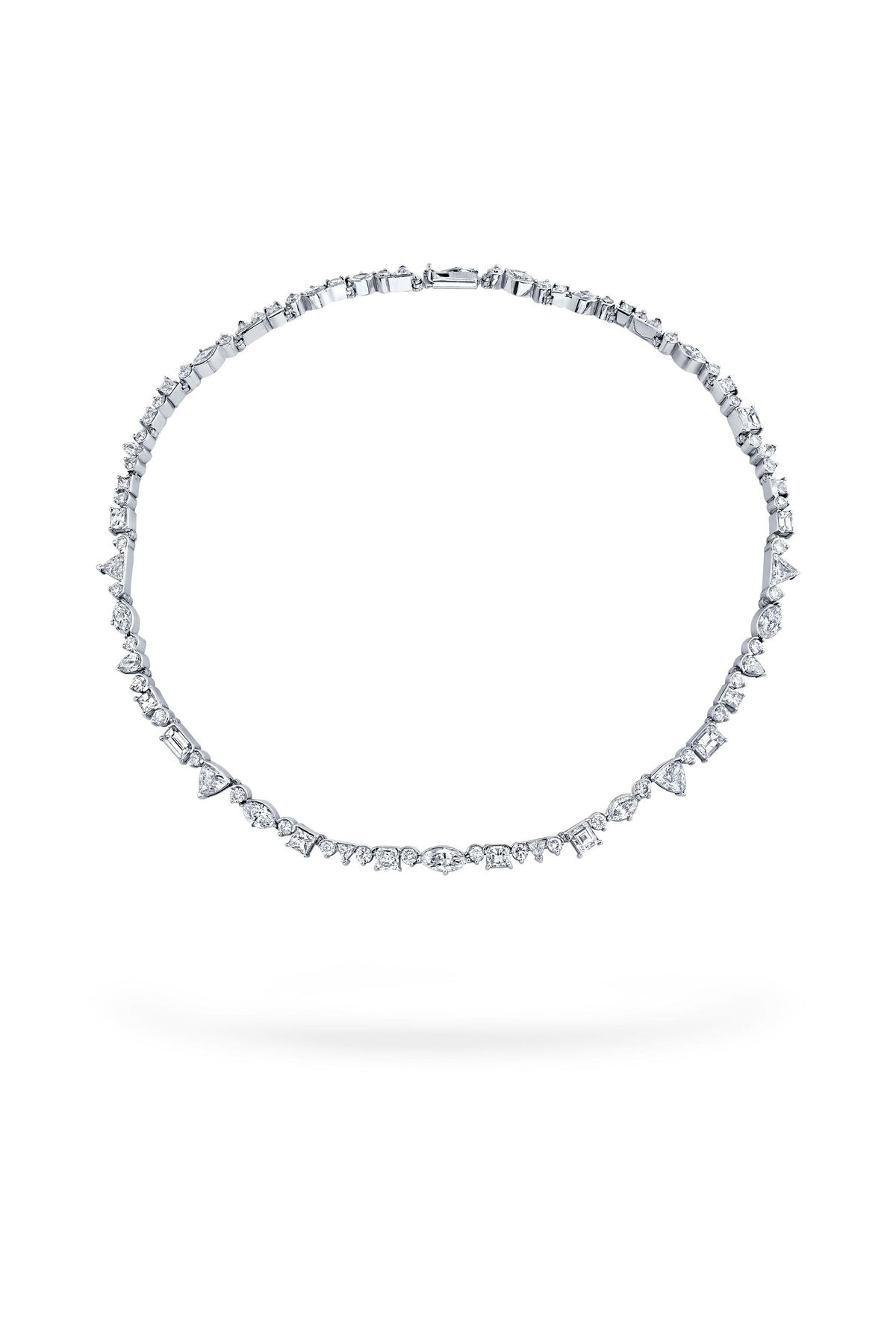 18K White Gold 15" Diamond Dream Multi Shape Wreath Choker Necklace