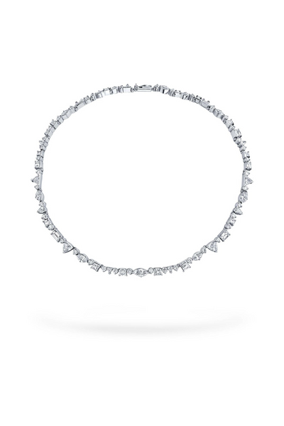 18K White Gold 15" Diamond Dream Multi Shape Wreath Choker Necklace