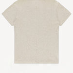 Back view of a heather grey short-sleeve crew neck t-shirt on white background, with no model shown.
