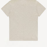 Back view of a heather grey short-sleeve crew neck t-shirt on white background, with no model shown.