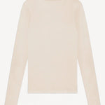 Backview of a off-white crew neck long-sleeve t-shirt on white background, with no model shown.