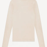 Backview of a off-white crew neck long-sleeve t-shirt on white background, with no model shown.