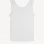 Back view of white scoop neck tank on white background, with no model shown.