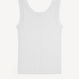 Back view of white scoop neck tank on white background, with no model shown.