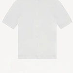 Back view of a white button down henley t-shirt on white background, with no model shown.