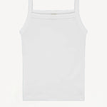 Front view of white camisole on white background, with no model shown.