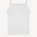 Front view of white camisole on white background, with no model shown.