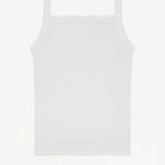 Back view of white camisole on white background, with no model shown.