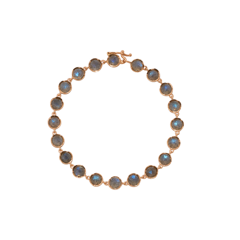 18K Rose Gold 7" 5mm Rose Cut Labradorite Bracelet