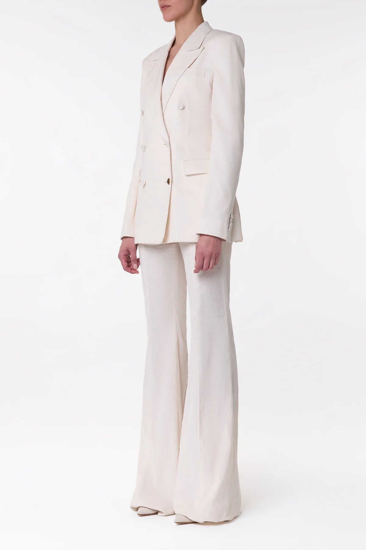 Ianthe Flare Pant in Ivory Sea Island Cotton Corduroy