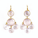 Marie-Hélène De Taillac 22K Yellow Gold Rose Quartz Gabrielle D'Estree Earrings
