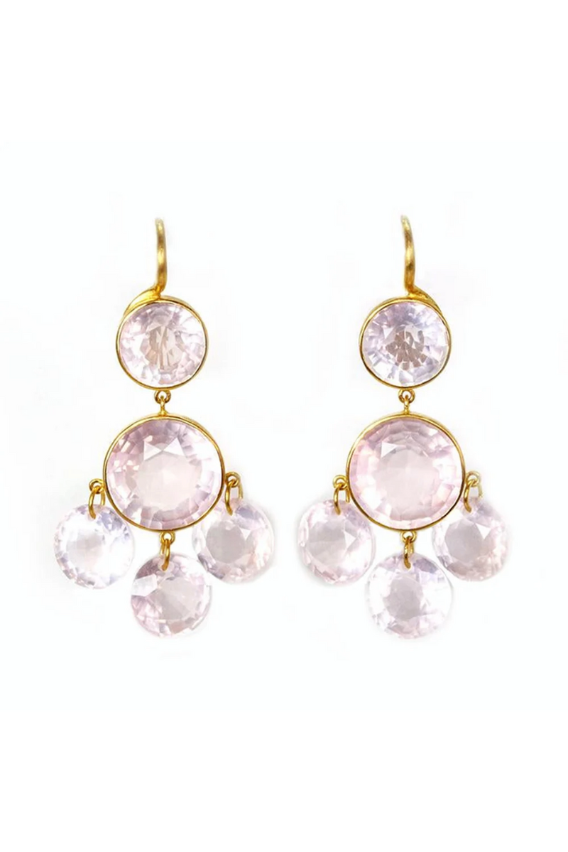 22K Yellow Gold Rose Quartz Gabrielle D'Estree Earrings