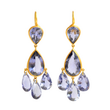 Marie-Hélène De Taillac 22K Yellow Gold Iolite Gabrielle D'Estree Earrings