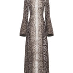 Front view of greyscale aalia dress on white background, with no model shown.